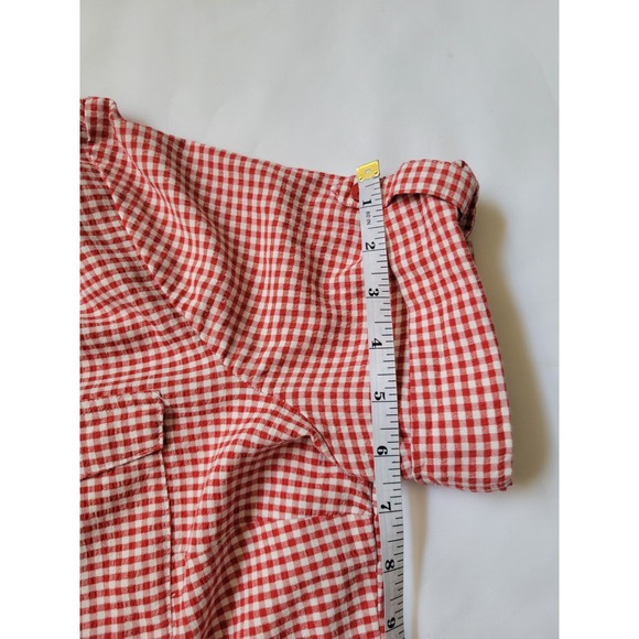 Emily Daniels Red & White Checker Button Shirt Collared Top Button Sleeve Sz XL - Picture 10 of 12